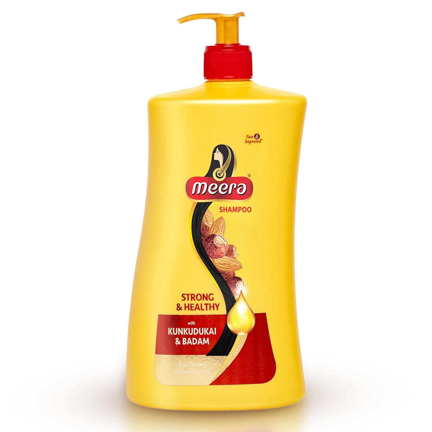 Meera Strong Healthy Shampoo 1 litre Strengthens Hair Reduces Breakage Enriched with Badam Kunkudukai Gentle ParabenFree Care for Women Men