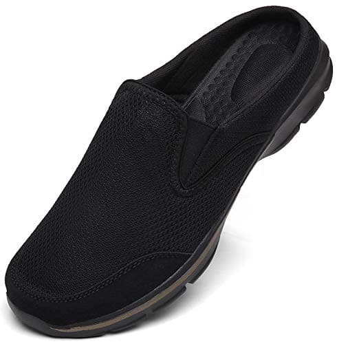 Unisex Slippers Casual Clog House Shoes Comfort Slip-On Walking Mules with Indoor Outdoor Anti-Skid Sole for Men and Women,All Black,11.5 Women/10 Men
