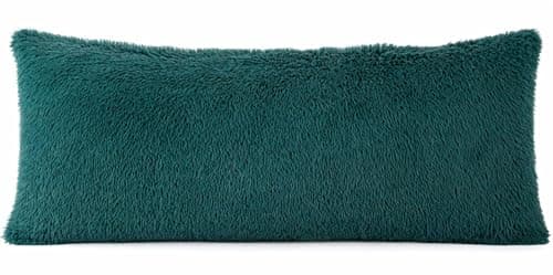 Reafort Luxury Faux Fur Body Pillow Cover 21" x 54", Long Hair PV Plush Body Pillow Case with Hidden Zipper Closure, Ultra Soft Fluffy Decorative Long Pillow Cover (Evergreen, Body)