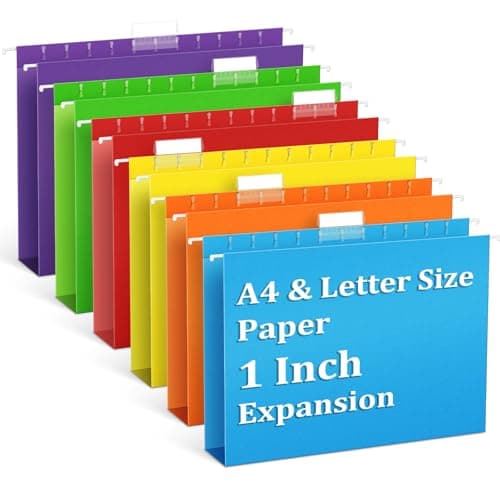 VOpitos 6 Pack 1 Inch Expansion Hanging File Folders Letter Size Hanging Folders with 15Cut Adjustable Tab Extra Capacity Hanging File Folders Ideal School Classroom Office Supplies