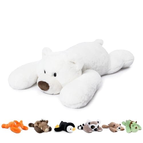 Niuniu Daddy Polar Bear Weighted Stuffed Animals for Kids Adults 20 33lb Large Weighted Plushies Pillow for Sleeping and Calming Cute Lying Plush Toy Huggable Gift for Everyday Comfort