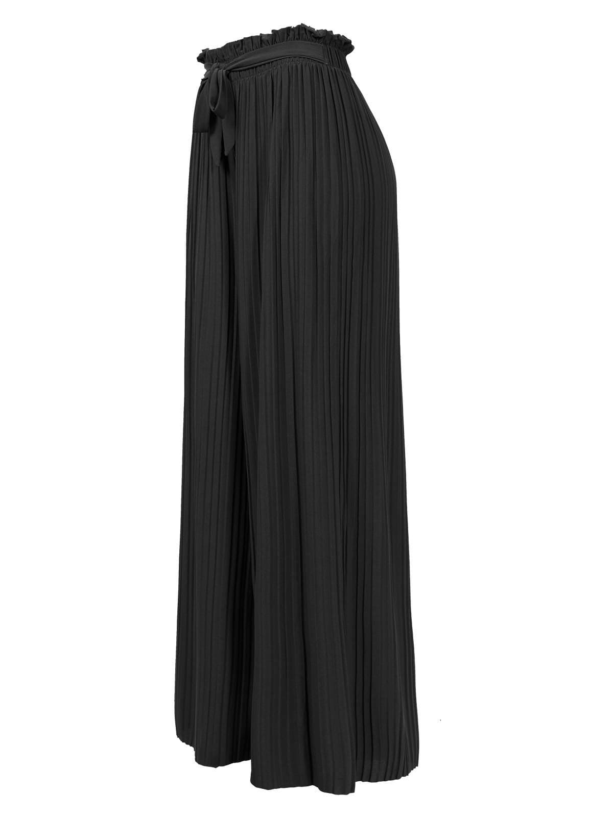 Design by Olivia Women's Ribbon Tie Chiffon Loose Pleated Wide Leg Palazzo Pants Black XL