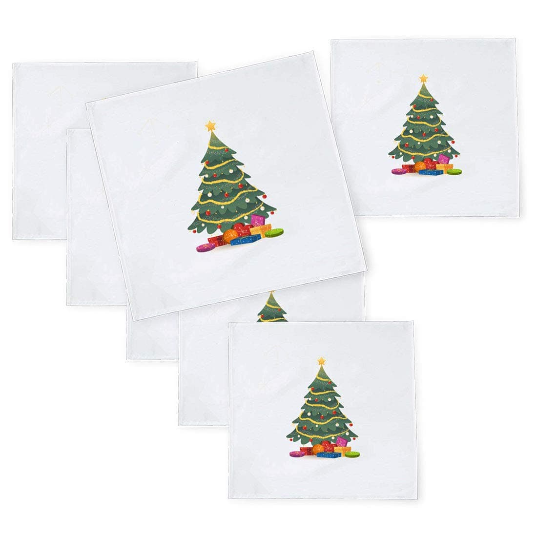 Khakee 6 Pcs Christmas Theme Tafta Silk Table Napkins 10x 10 for Xmas Decoration Christmas OrnamentsChristmas Gift npxmas159P