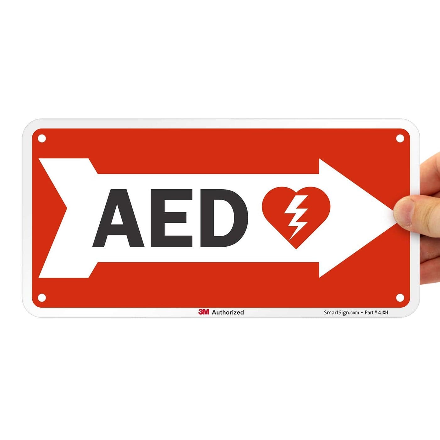 SmartSignLB2095RPL AED Sign with Right Arrow 5 x 10 Plastic