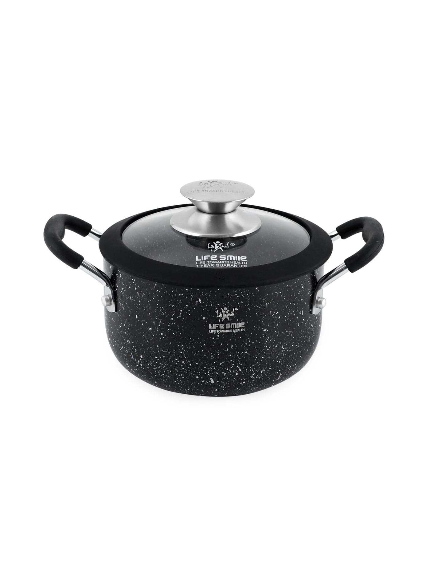 Granite Non-Stick Soup Pot-1.5L with Glass Lid-Large Cooking Pot with Heat Resistant Handles-Multi-Layer Granite Non stick Cookwares