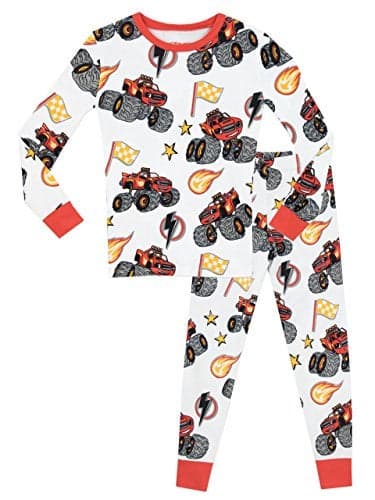 Blaze and the Monster Machines Boys Pajama | 100% Cotton Kids Pajamas | Monster Truck Pjs Size 5 White