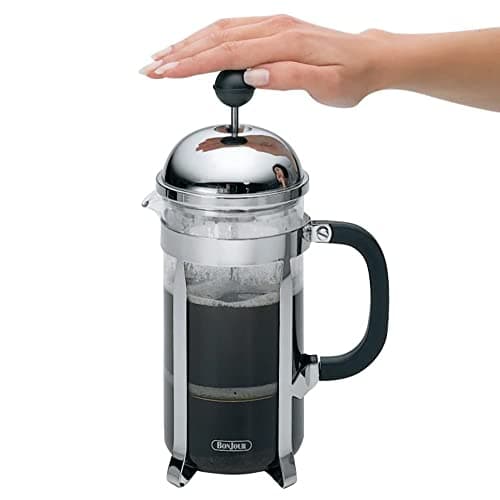 BonJour Coffee Stainless Steel French Press with Glass Carafe, 33.8-Ounce, Monet, Black Handle