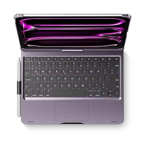 edaiser Swivel Keyboard Case for Apple iPad Pro 11 inch M5 2025 and M4 2024 Rotatable Cover with Pencil Holder MultiTouch Trackpad RGB Backlit A3357A3358 A3359 A2836 A2837 A3006 Metallic Purple