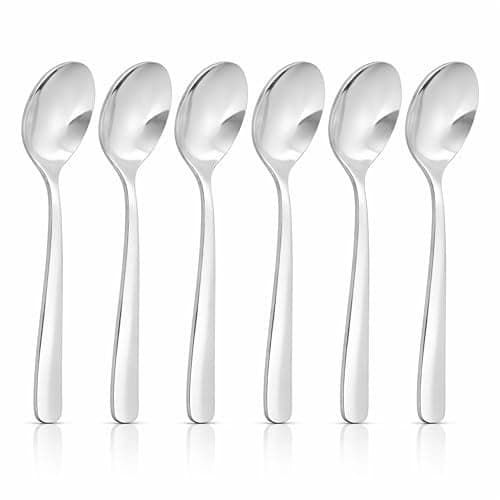 Culinex Premium Stainless Steel 7.9" Dinner Spoon Set of 6 for Dining Table, Kitchen | Heavy, Rustproof, Designer Silver Flatware By thinKitchen (Essen Series)