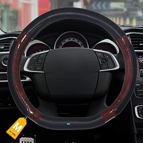NIKAVI Luxury Steering Wheel Cover (Medium -D)(38cm) Black