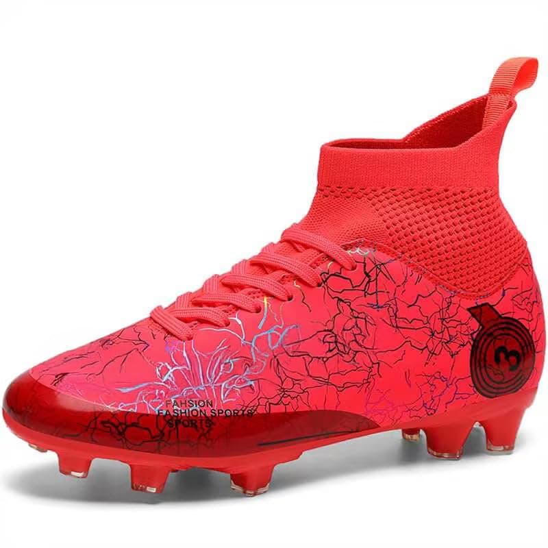 DISRATEBLU Kids Soccer Shoes Boys Football Cleats Professional Athletic Outdoor Trainning Football Shoes Youth Girl Turf Soccer Cleats Red