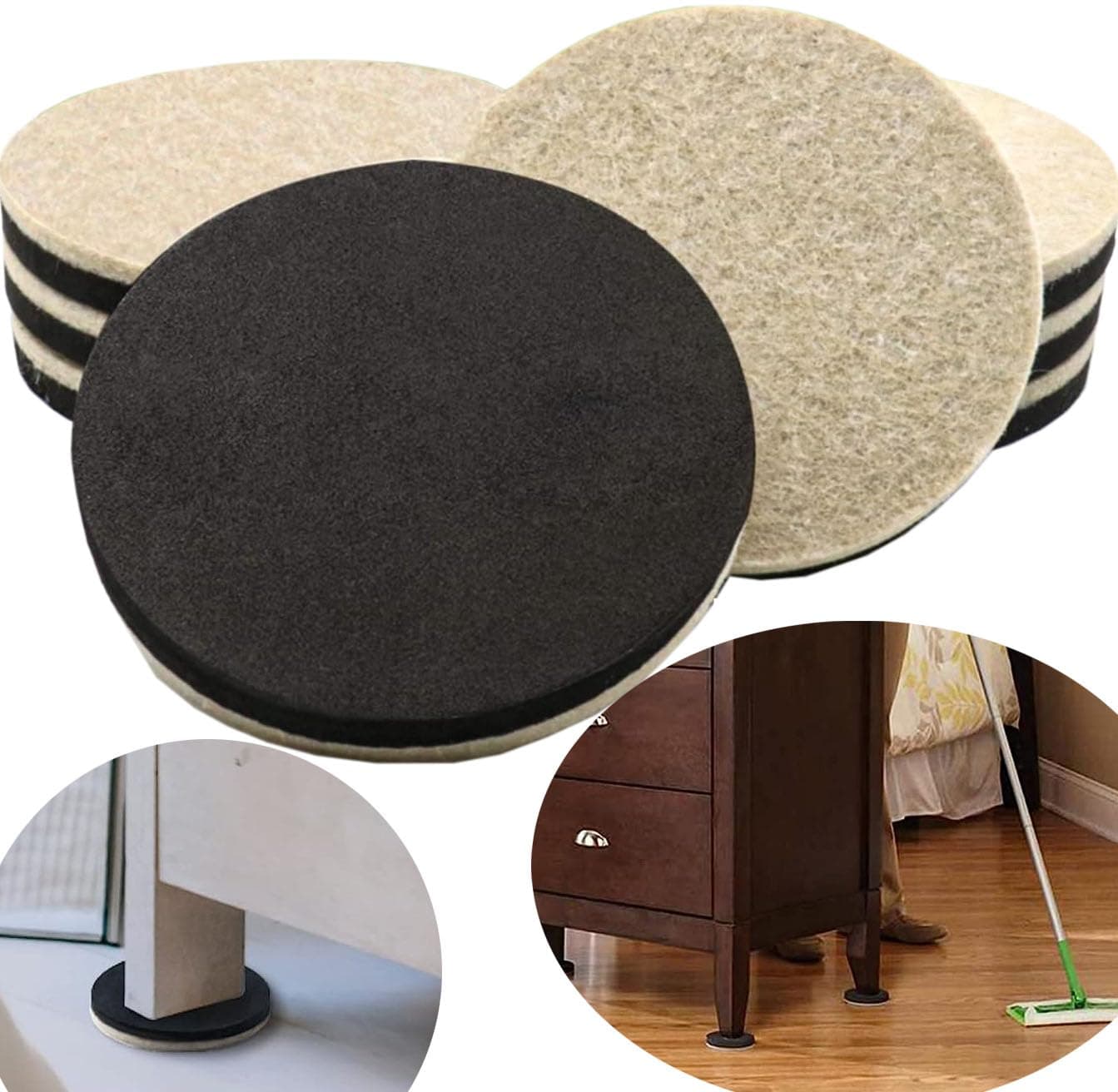 DIY Crafts 8 Pcs, Felt Furniture Sliders for Hardwood Floors 4 inch Furniture Moving Slider – Heavy Duty Felt Movers Sliders Chair Legs Floors Protectors 12mm Thick (for Hardwood Floors) (100mm, 8)