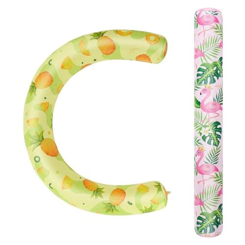 WERNNSAI Inflatable Swimming Noodles Set - 2 Pack Pool Noodles Floats for Adults Pool Noodle Pink Yellow Curved Swimming Pool Float for Summer Vacation Sea Beach Lake Party (Flaming & Pineapple)