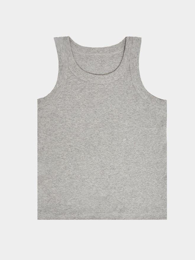 Girls Grey Cotton Ribbed Vest