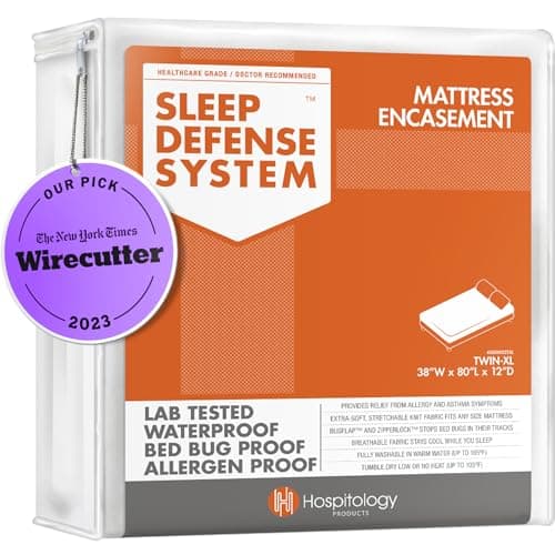 HOSPITOLOGY PRODUCTS Mattress Encasement - Zippered Bed Bug Dust Mite Proof Hypoallergenic - Sleep Defense System - Twin XL - Waterproof - Stretchable - Standard 12" Depth - 38" W x 80" L