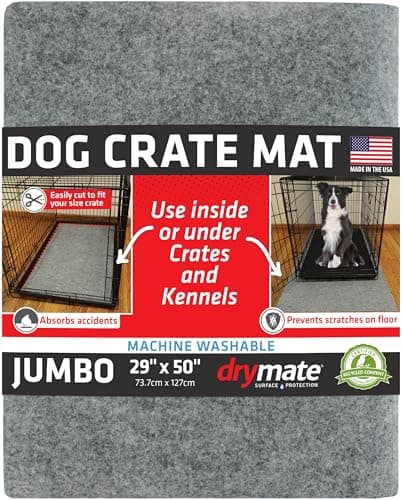 Drymate Dog Crate Mat Liner Absorbs Urine Waterproof NonSlip Washable Puppy Pee Pad for Kennel Training Use Under Pet Cage to Protect Floors Thin Cut to Fit Design USA Made LGrey29x50