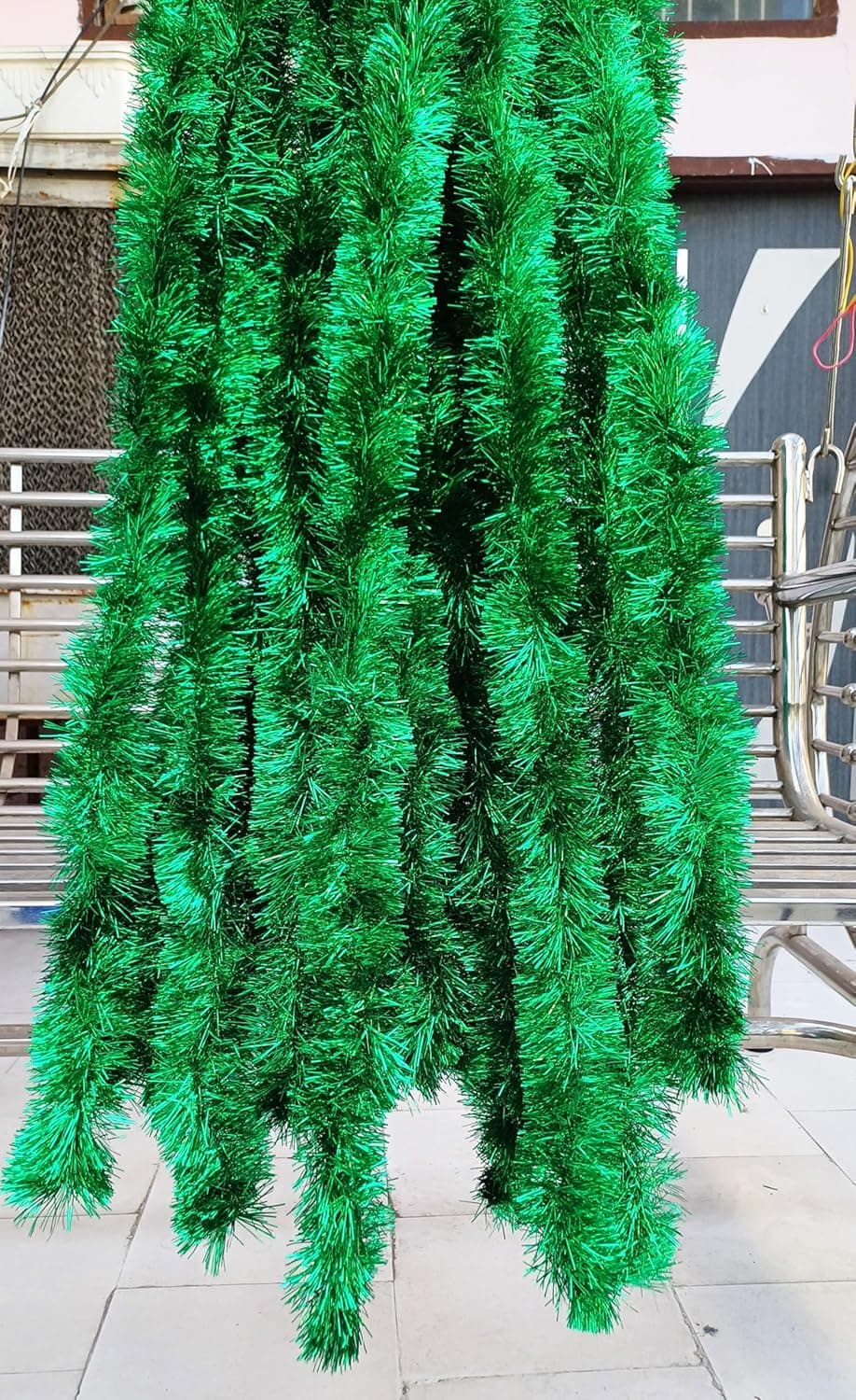 Forty Wings 10 Pcs Shiny Green Tinsel Christmas Garlands Strings Streamers Christmas Decoration Item Christmas Xmas Decoration Ornaments Garland Wreath Decoration Christmas New Year Decoration Props