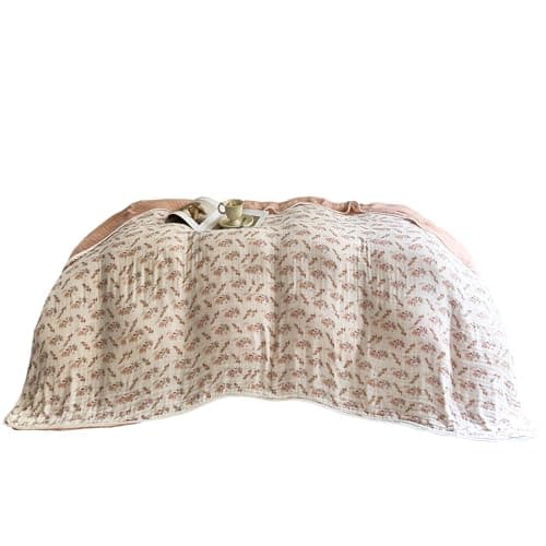 SANACYNA 100% Cotton Muslin Blanket 6-Layer Gauze King Size Floral Bed Blanket Lightweight Soft and Breathable Blanket for Sofa Couch Bed Coverlet Keep Warm (Floral, King 90" X 104")