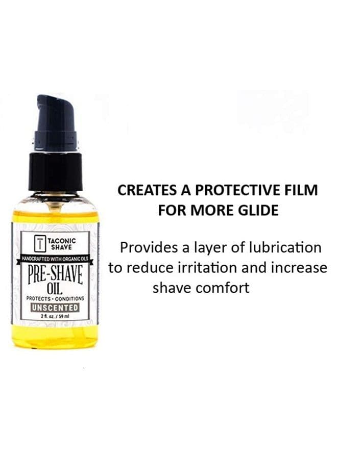 Premium Natural Pre-Shave Oil (2 oz.) – Unscented – Protects Against Irritation and Razor Burn when Shaving with a Cartridge, Safety or Straight Razor