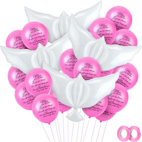 Skylety 36 Pieces Memorial Balloons to Release in Sky Memory Peace Dove Balloons Helium for Funeral Condolence Funeral Anniversary Memorial ServicesPink