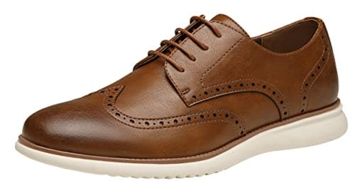 Jousen Mens Dress Shoes Oxfords Casual Wingtip Brogue Classic Formal Derby Business Dress Shoes for Men (AMY9007 Brown 10)