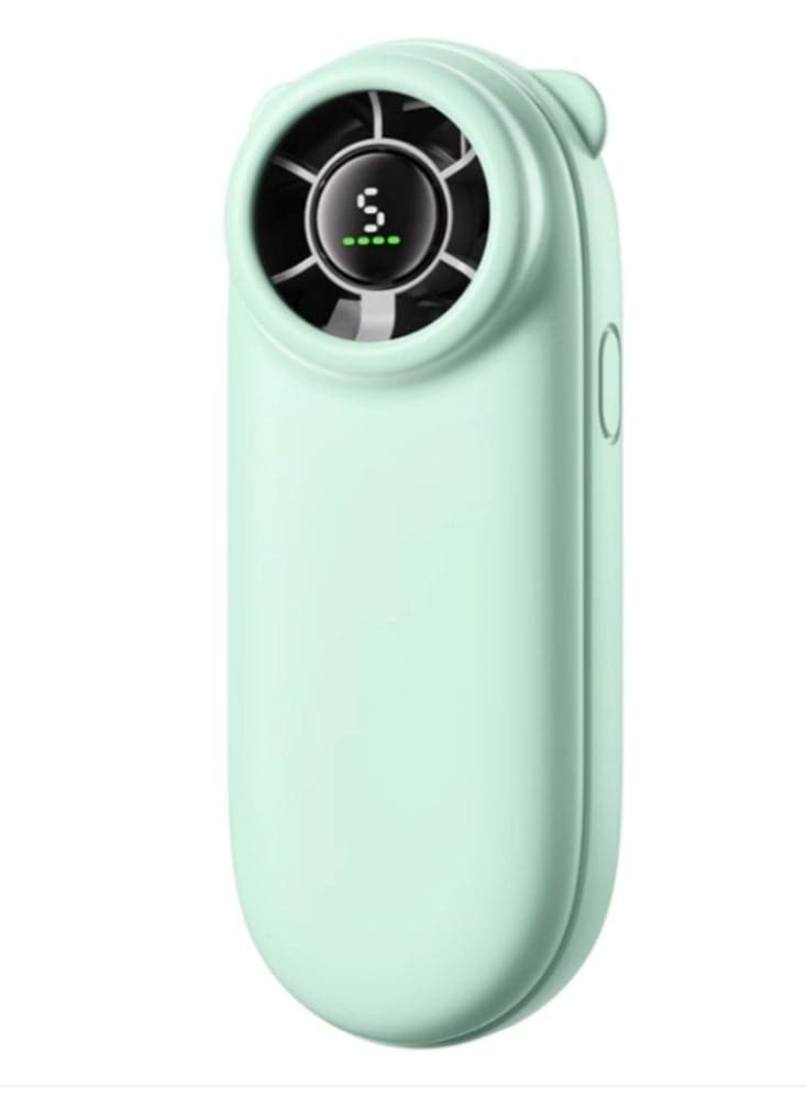 Small Fan Outdoor Handheld Intelligent Digital Display Portable Mini Ultra Long Battery Life Mint Green