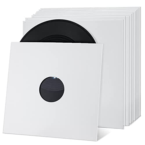 Facmogu 10PCS 12in Vinyl Record Jackets, Thickened 350gsm Cardboard LP Covers, Acid Free Archival Album Sleeves for 33 RPM Collection Storage - White