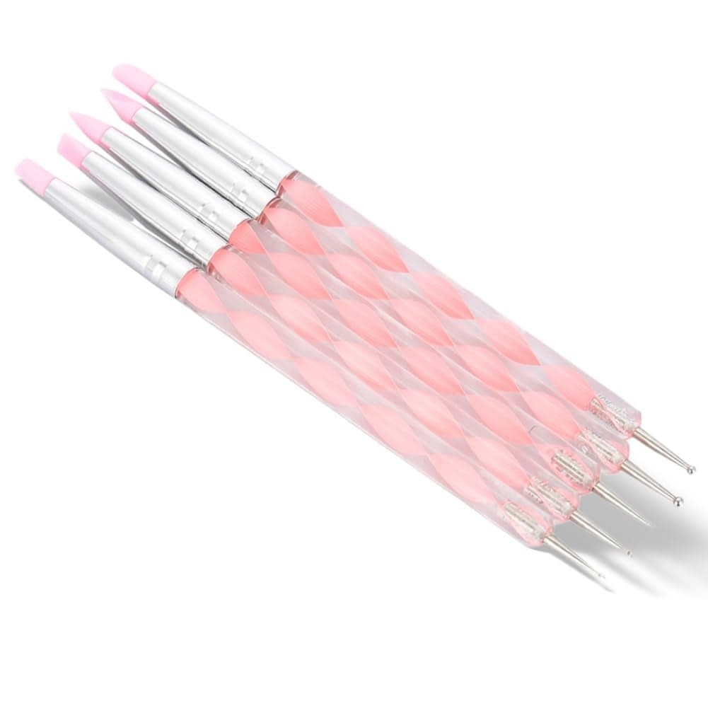 Dualended Carving Sculptur Pen Set Silicone Head Dotting Pen Manicure Nail Art Tool 5pcs