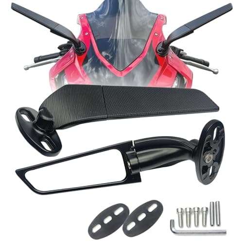KAIQIVEM Motorcycle Mirrors Stealth Wind Wing Side Rearview Mirrors Compatible With 2025 Ninja 500 400 650 300 ZX6R ZX10R ZX4RR GSXR 1000 600 750 CBR 600RR 1000RR CBR500R