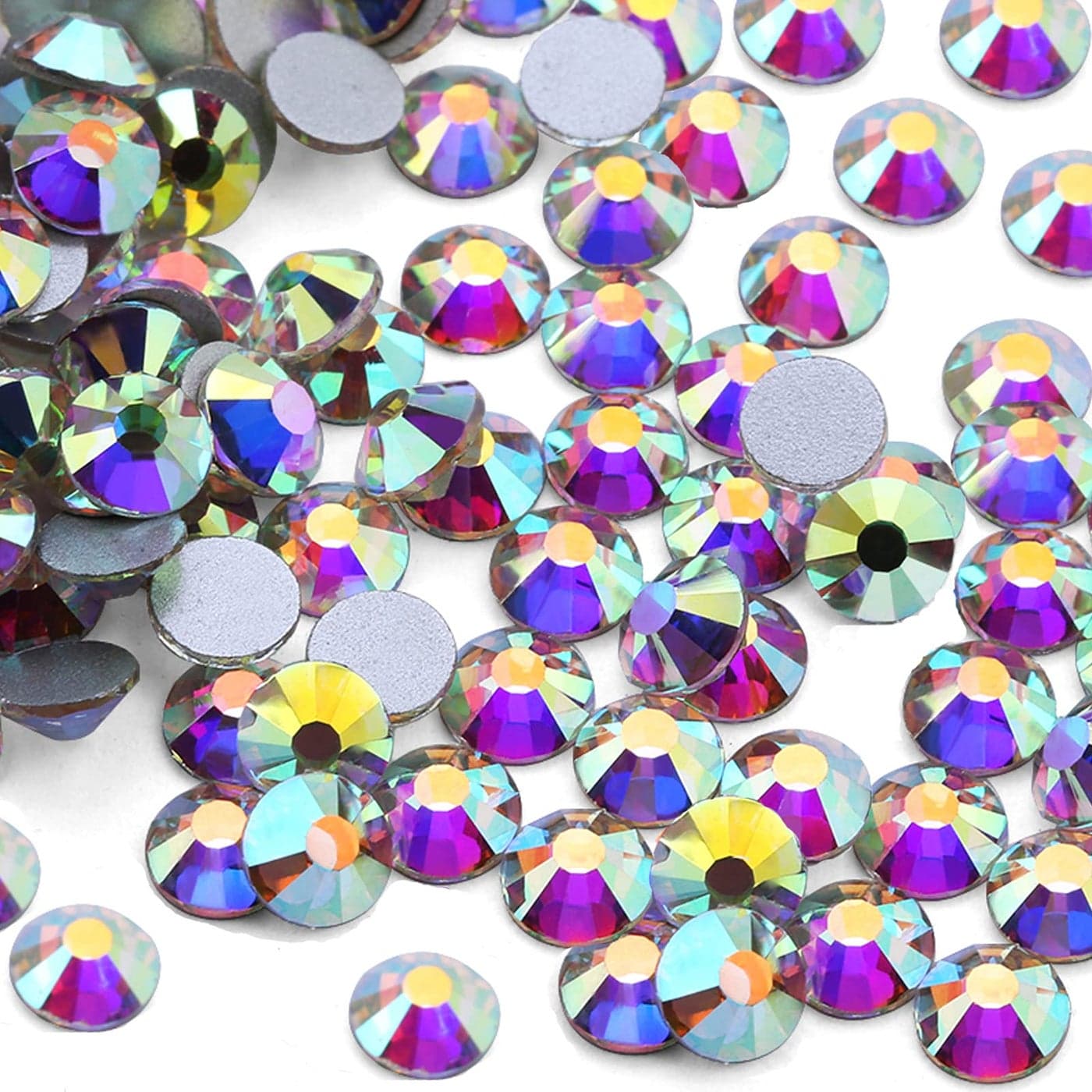 Towenm Glass Flatback Rhinestones 65mm SS30 Glue Fix Flat Back Crystals for Craft Clothes Nail Face Art Non Hotfix Round Flatback Crystals Loose Gemstones Crystal AB 200PCS