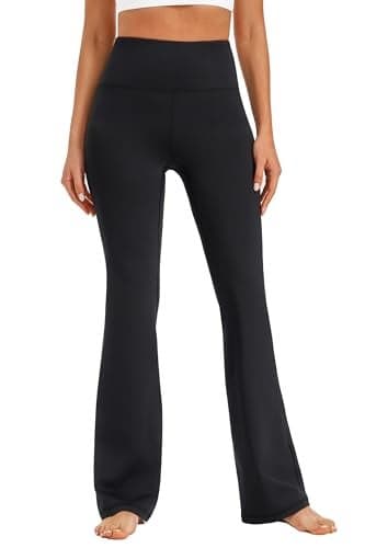 AFITNE Yoga Pants for Women Bootcut Pants with Pockets High Waisted Workout Bootleg Yoga Pants Tall Long Athletic Gym Pants Black - XL