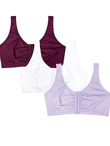 Fruit of the Loom Women's Front Closure Cotton Bra, Lilac Whisper/White/Purple Velvet, 34