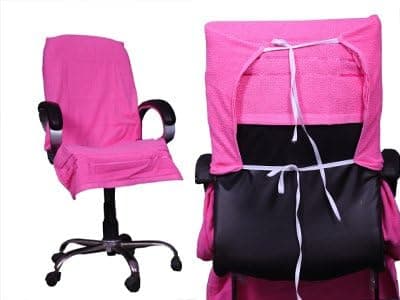 ROMAN HOME 550 GSM Elegant Cotton Boss Chair Protection CoverTowel with Tie Knot Pink Set of 2 pcs Full Size