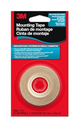 3M Window Film Mounting Tape, 1/2" in x 13.8 yd Roll, For Use with 3M Window Insulator Kits, Use on Painted Wood, Aluminum, and Vinyl-Clad Molding and More, Indoor Use, Easy to Apply (2145C)