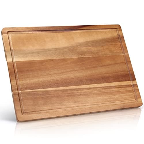 Solid Acacia Wood Cutting Boards for Kitchen Decor Wooden Charcuterie Board Meat Cheese Boards Butcher Block Pizza Bread Serving Board Hardwood Chopping Board Non Toxic Teak Small Cutting Boards