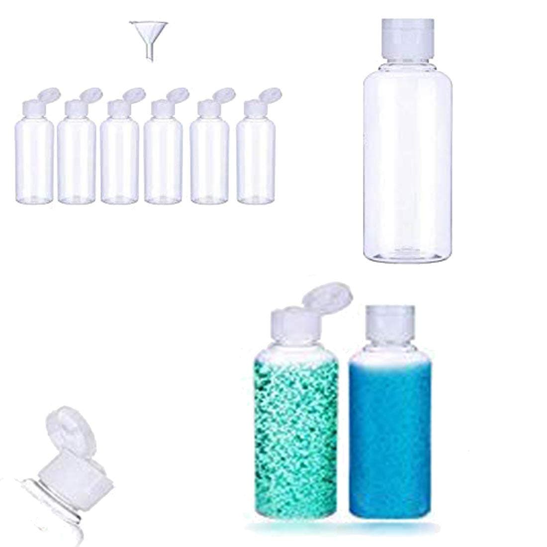 DIY Crafts 6 Bottles Funnel ClearTransparent 100ml Transparent Plastic Air Flight Travel Bottle Set