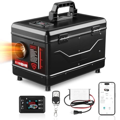 GEARLASSO Diesel Heater 12V/24V/110V 8KW Protable Toolbox Diesel Parking Heater with APP Remote Control and Charger LCD Screen Suitable for Home Shop Garage RV Trailer Boat Camper Black
