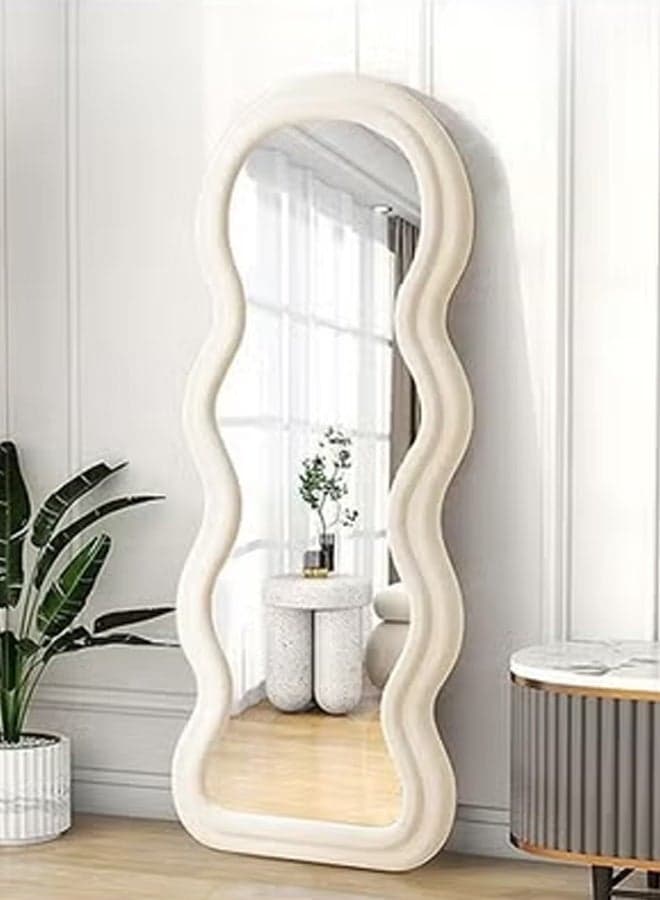 Wavy Shaped Full Length Dressing Mirror 70X170 CM Off White