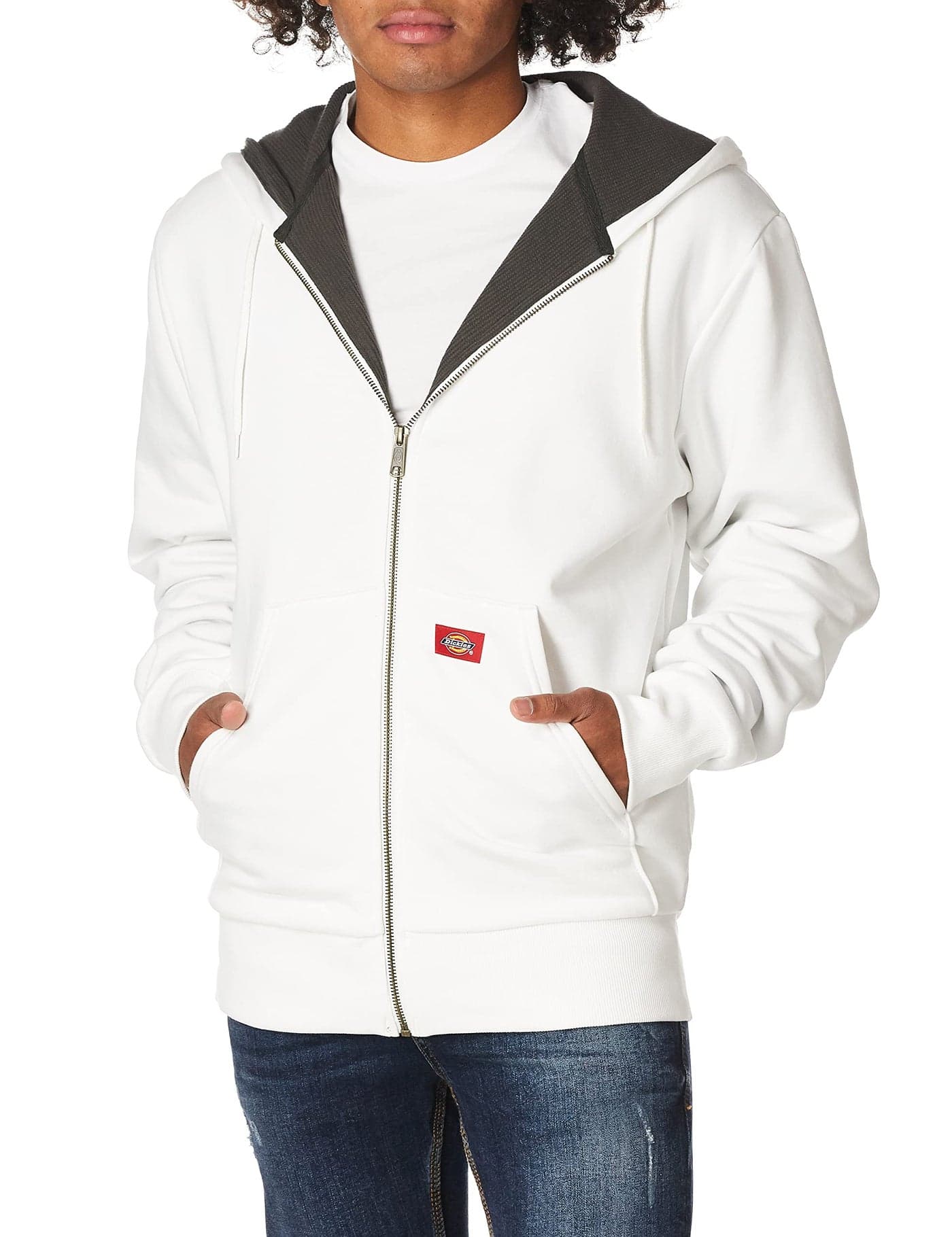 Dickies Mens Thermal-Lined Hoodie Fleece Outerwear Jackets, White, X-Large US