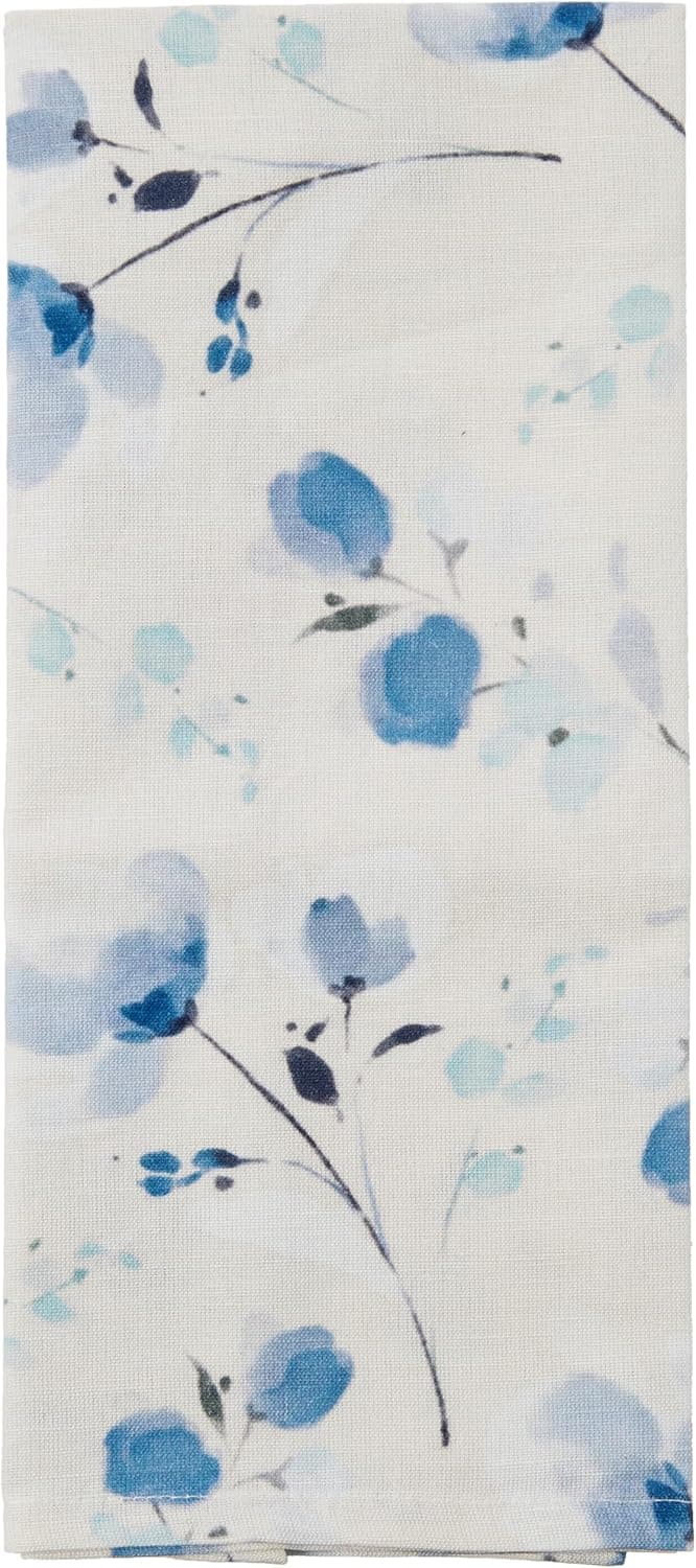 Karma Linen Blend Tea Towel Blue Floral 2800 x 2000