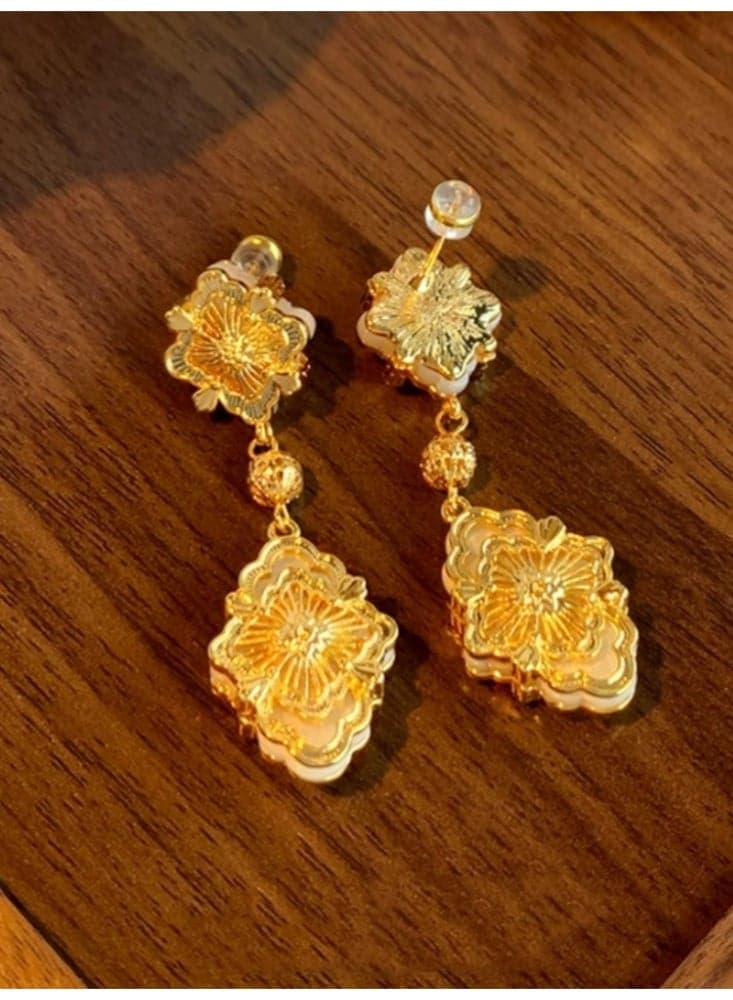 Earrings For Women, French Retro Tassel Brushed Carved Earrings