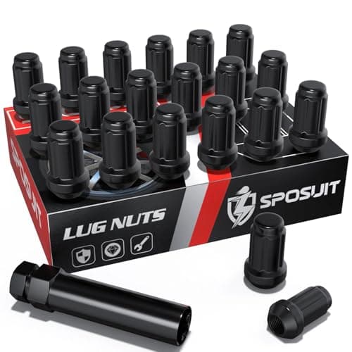 Sposuit 7/16-20 Spline Lug Nuts - Replacement for 1953-1983 Chevy Corvette, 1967-1982 Camaro, 1964-1983 Malibu - Closed End Black Lug Nut with Socket(20 Pcs)