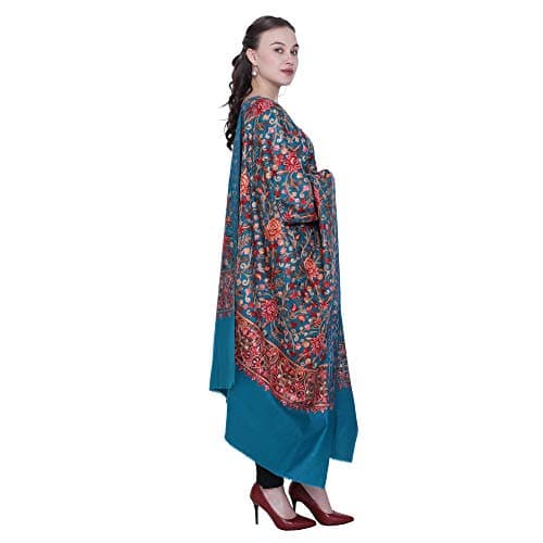 SWI WITH LABEL Women’s Kashmiri Fine Acrylic Shawl Wrap | Aari Embroidered Shawl for Women Inspired by Kashmiri Hand Embroidery | Free Size Winter Warm Stole & Gift Wrap