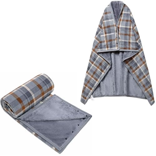 forestfish Fleece Wearable Blanket Oversized Comfy Lightweight Lap Blanket Poncho Throw With Buttons 63x 55