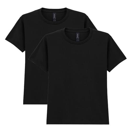 Gildan Youth Heavy Cotton T-Shirt, Style G5000B, 2-Pack, Black, X-Small