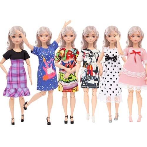 Miunana Bigger Girl Doll Clothes for 115 Inch Plus Size Girl Dolls Including 5 Sets Summer Fashion Dresses Tops Pants Outfit
