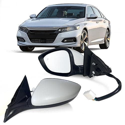 Lqito Left Driver side Mirror Fits 2018-2022 Honda Accord LX, Sport With Power Glass, Heated, Blind Spot Detection and Manual Folding Match to Platinum White Pearl Replace HO1320329 (7Pins)