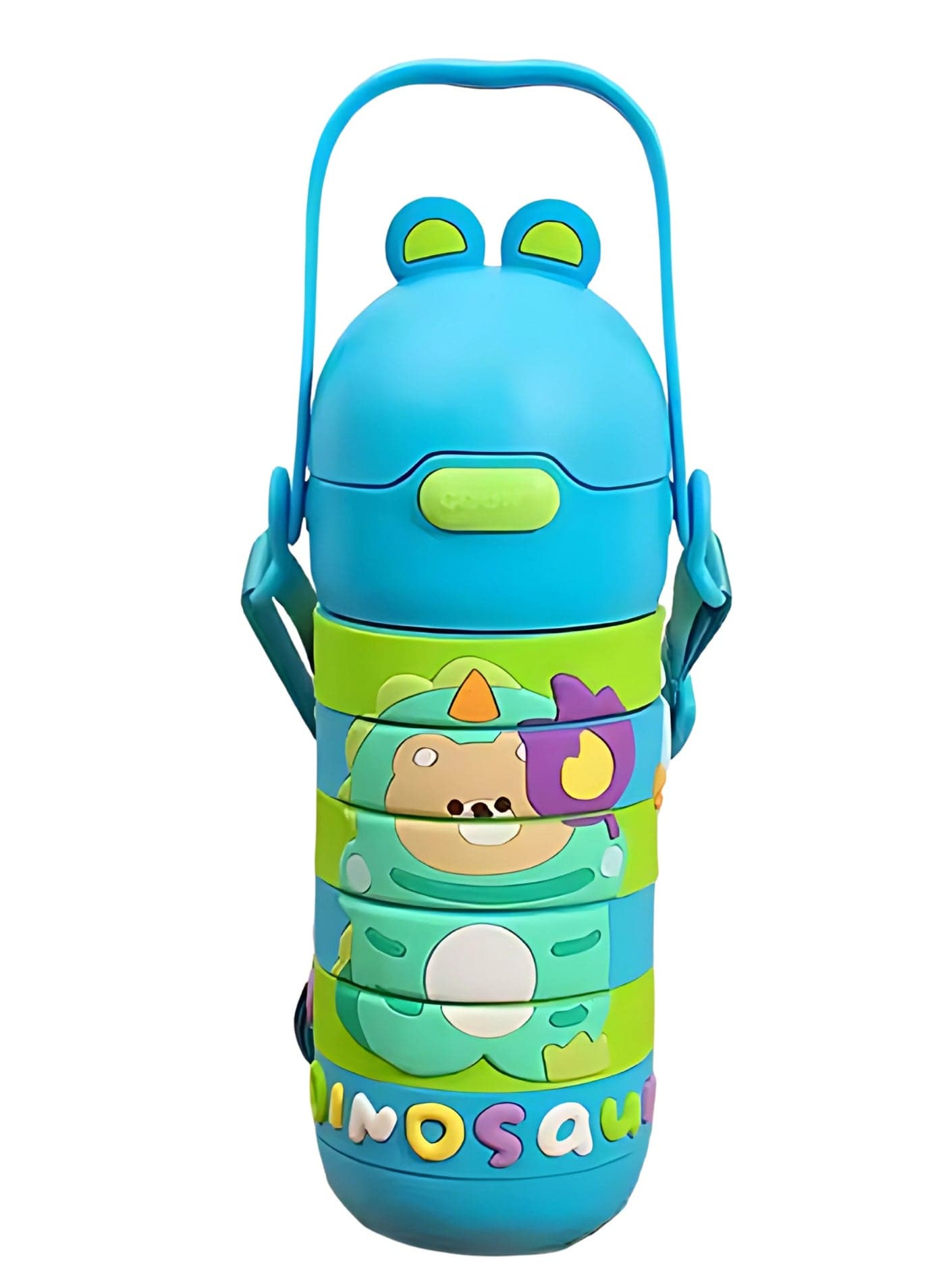Twisoo Stainless Steel Kids Puzzle Swirl Water Bottle with Straw & Strap Double Wall Vacuum Insulated Educational, Fun and Learning Water Bottle for Kids, Girls and Boys Leak Proof 430ml (Blue)