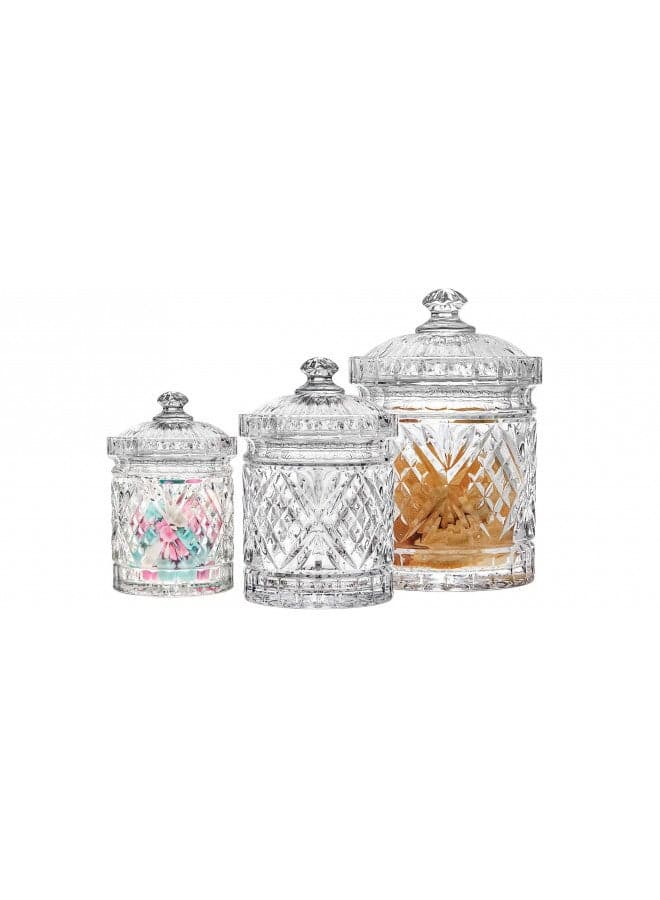 Godinger Canister Set, Crystal Canisters Food Storage Jars - Dublin Collection, Set of 3