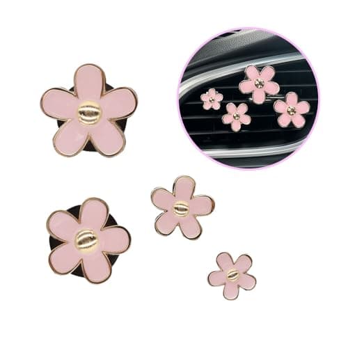 ORIESSE Flowers Car Accessories4pcs Pink Daisy Air Vent Clips Car Air Freshener4 Sizes Light Pink Flower Vent Clips Car Decor for WomenRefillable Diffuser